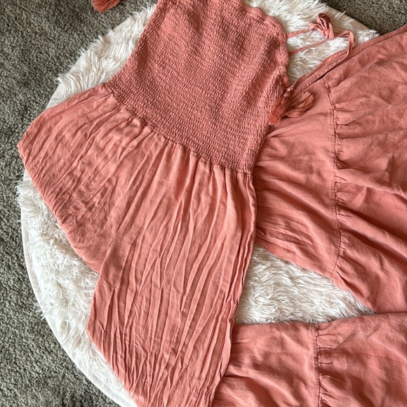 Main Strip Linen Bell Bottom Jumpsuit - Picture 6 of 8